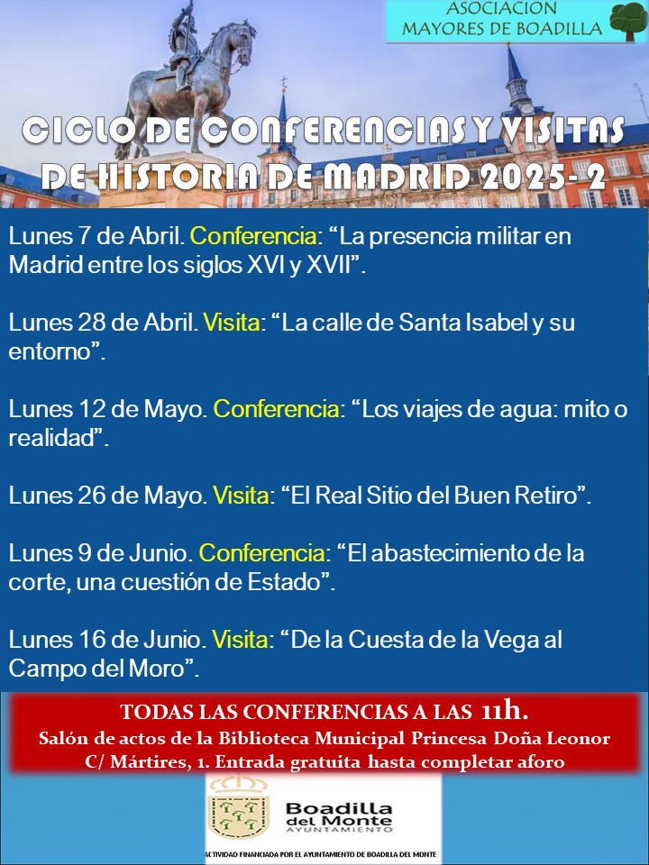 CICLO CONFERENCIAS HISTORIA DE MADRID 2 TRIMESTRE 2025